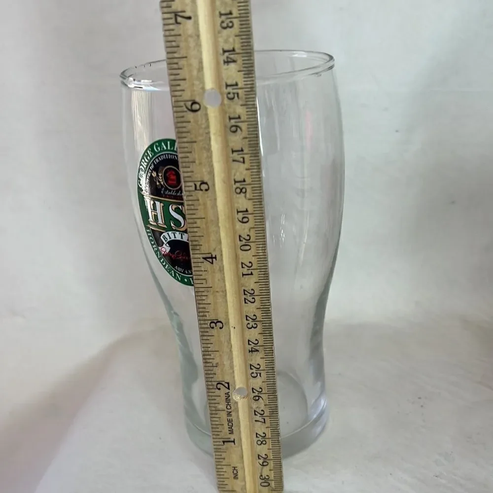 HSB Bitter Beer Glass Clear Pint 16 Oz 3 In Round 6 1/4 Tall  Brewers Ales Bar